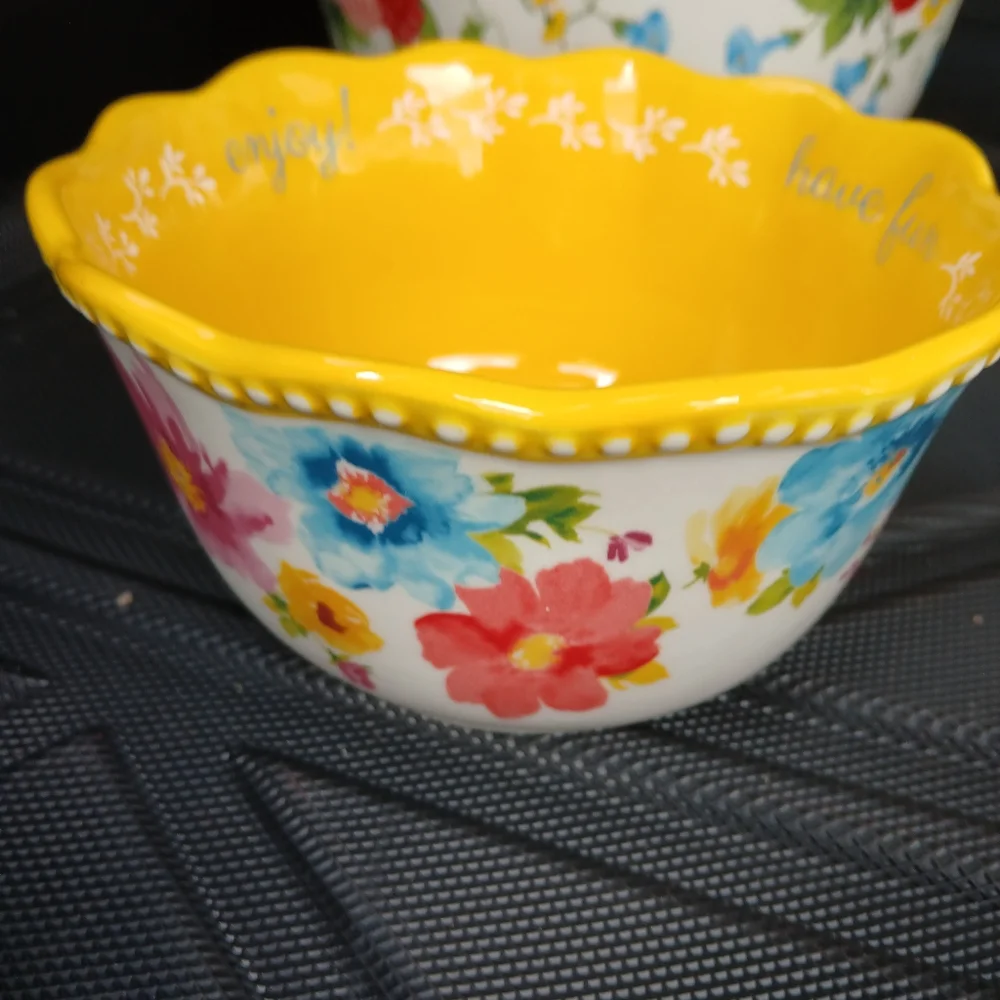 The Pioneer Woman Floral Yellow and Blue Ceramic Bowl - Picture 4 of 6